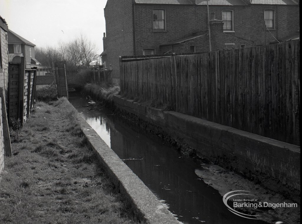 Wantz Sewer Environment scheme, showing enclosed Wantz Stream by fence, 1965