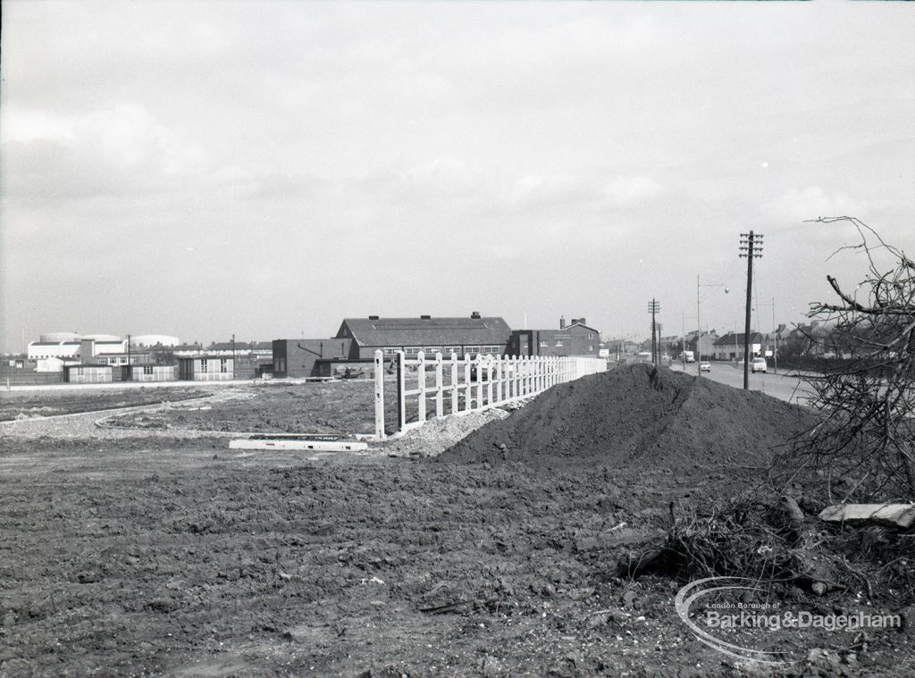 Waterways, showing new balancing lake for Wantz, along boundary looking towards Rush Green, 1965