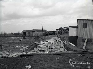 Waterways new balancing lake for Wantz, showing materials at south-east corner,1965