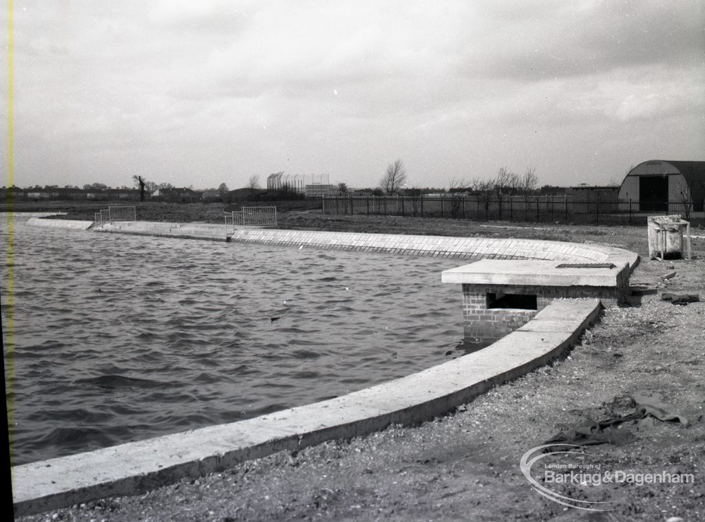 Waterways, showing new balancing lake for Wantz, showing the embanked section from south,1965