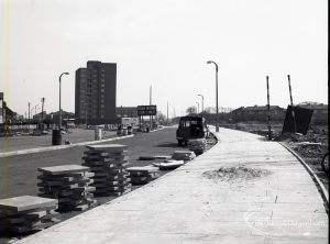 Road construction in Rainham Road South, Dagenham, showing old and new courses,1965