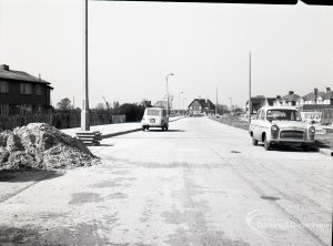 Road construction in Rainham Road South, Dagenham, showing completed portion looking towards The Bull Public House,1965
