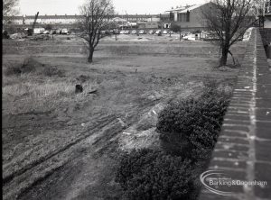 Dagenham Sewage Works Reconstruction IV showing swamp, to north with wall at right,1965