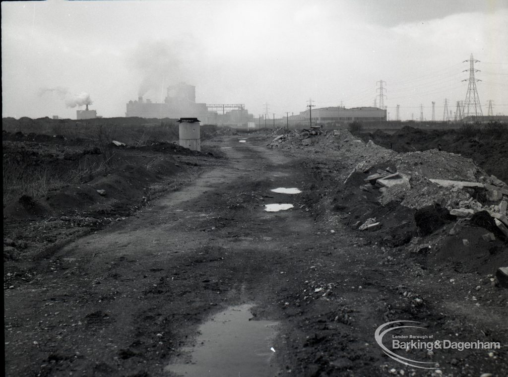 Dagenham Sewage Works Reconstruction IV showing track and manhole in west  region,1965