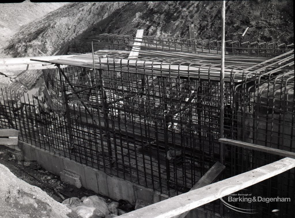 Dagenham Sewage Works Reconstruction IV, showing steel framework for tunnel,1965