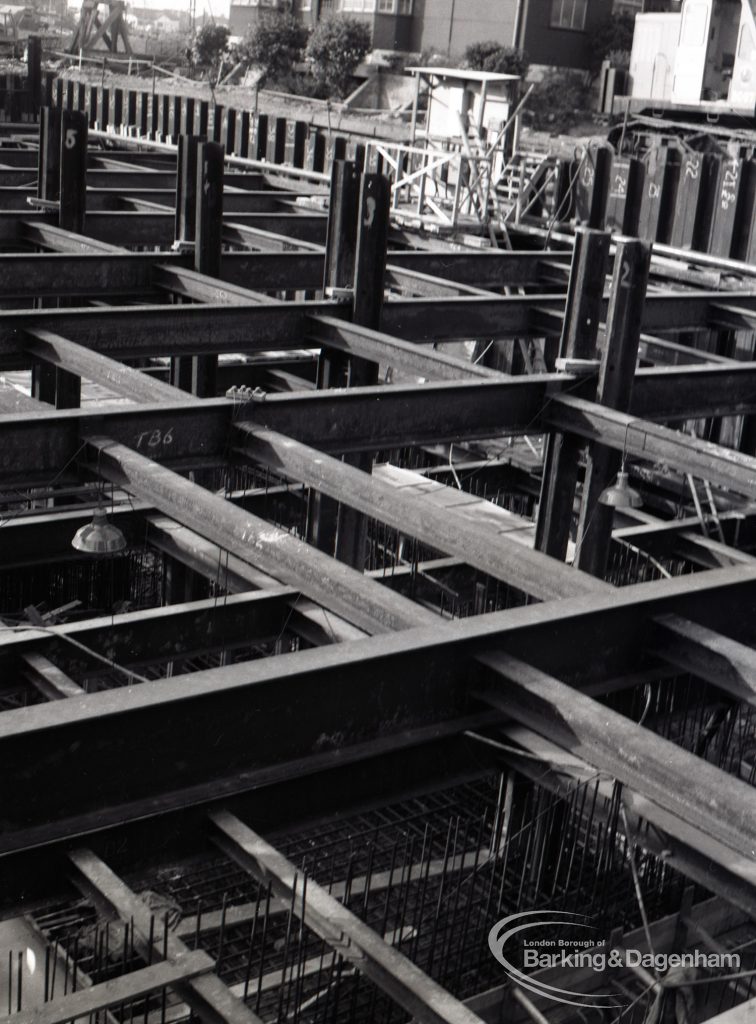 Dagenham Sewage Works Reconstruction IV, showing detail of steelwork at top of drain,1965