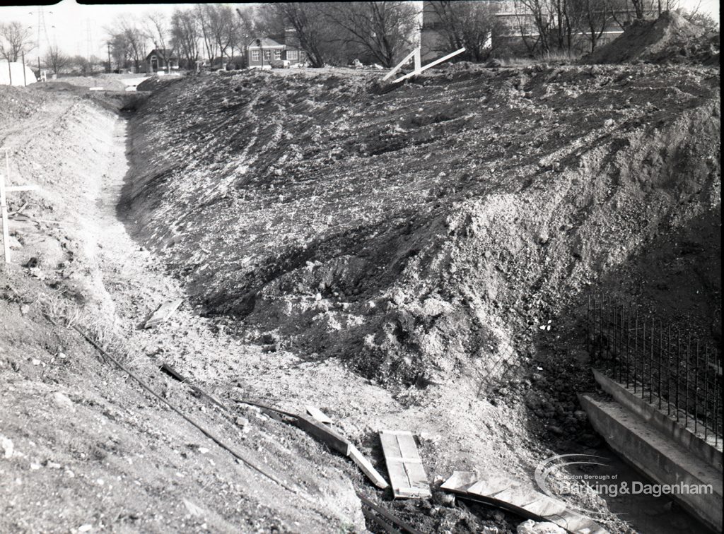 Dagenham Sewage Works Reconstruction IV, showing unprotected manhole in central area,1965