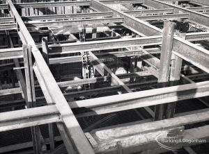 Dagenham Sewage Works Reconstruction IV, showing steelwork inside drain,1965