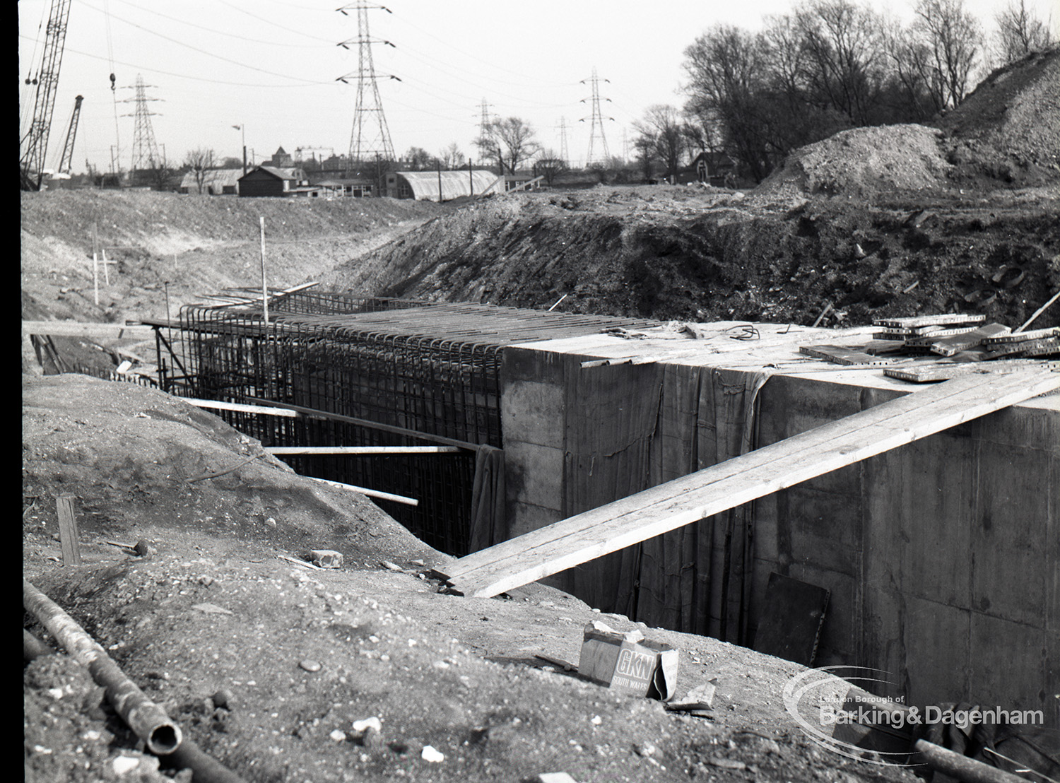 Dagenham Sewage Works Reconstruction IV, showing partly covered tunnel ...