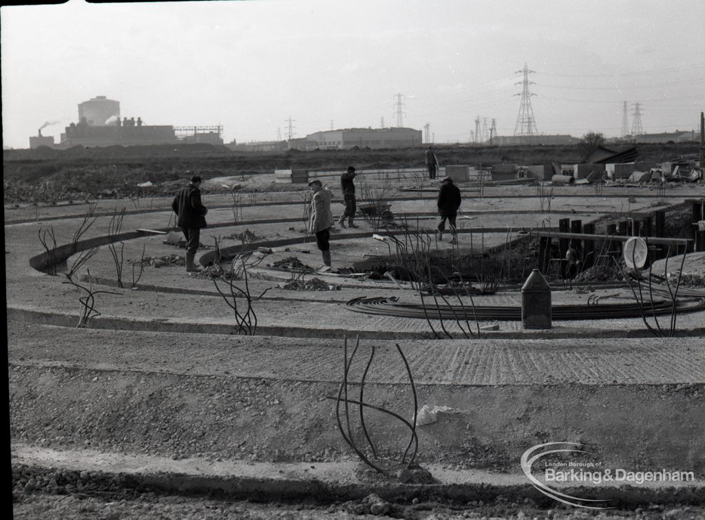 Dagenham Sewage Works Reconstruction IV, showing concentric circles near hoppers,1965