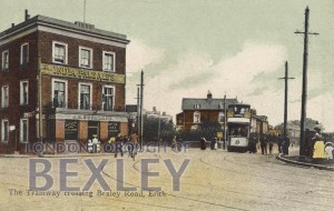 PCD_1986 The Tramway crossing Bexley Road, Erith c.1910