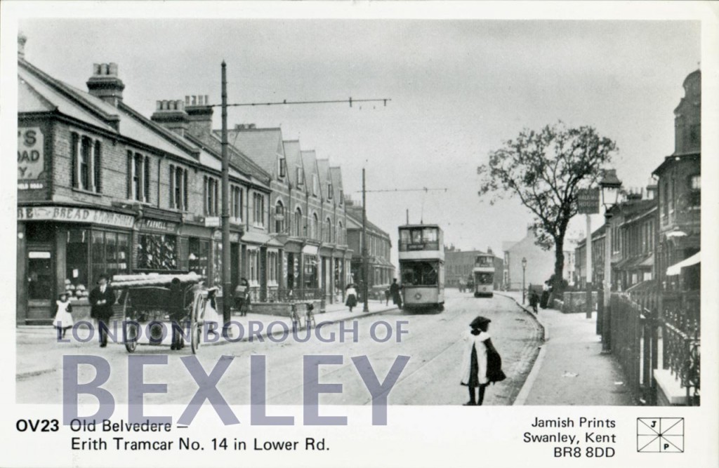 PCD_37 Old Belvedere Erith Tramcar No 14 in Lower Road c.1915