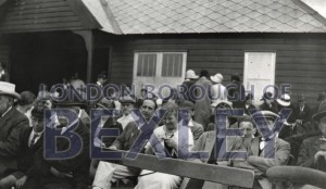 PHBOS_2_1243 Spectators outside cricket pavilion, Bexley c1920