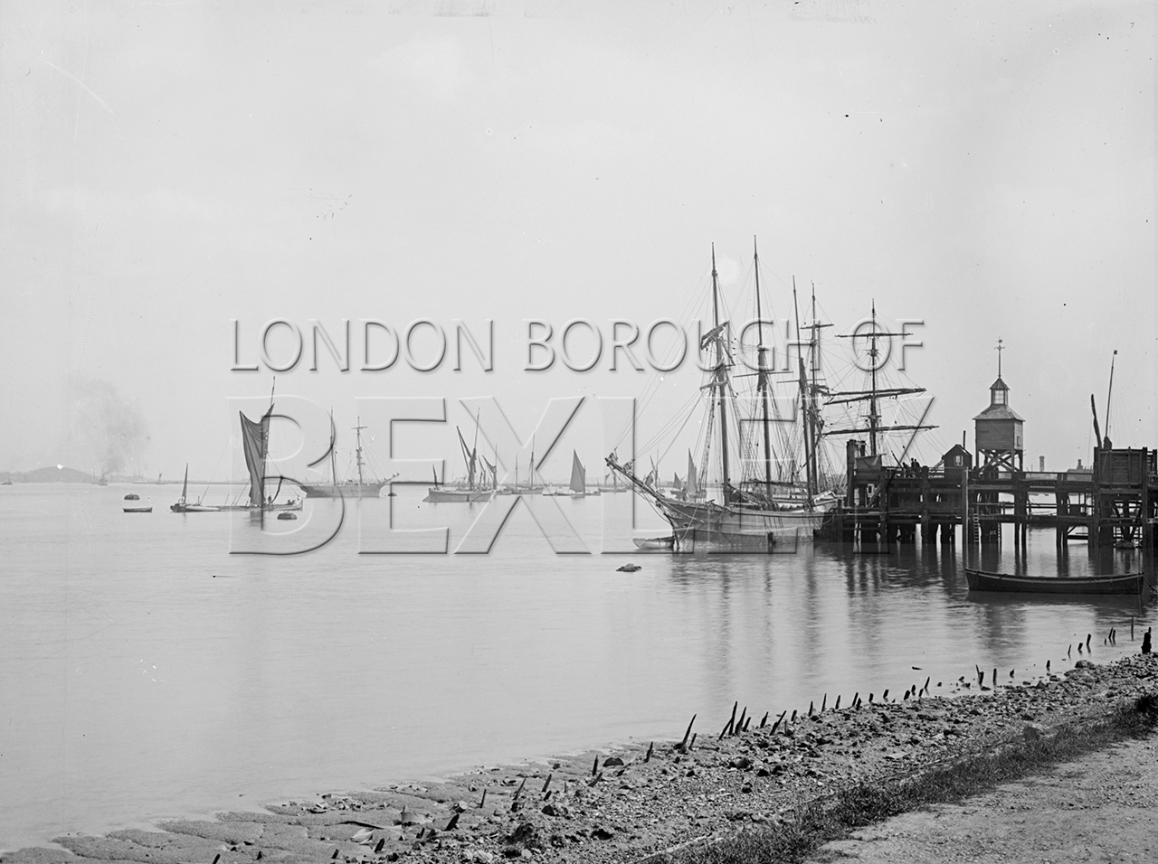 PHRBR_012 Sailing Ship Moored by Erith Ballast Wharf Bexley Borough