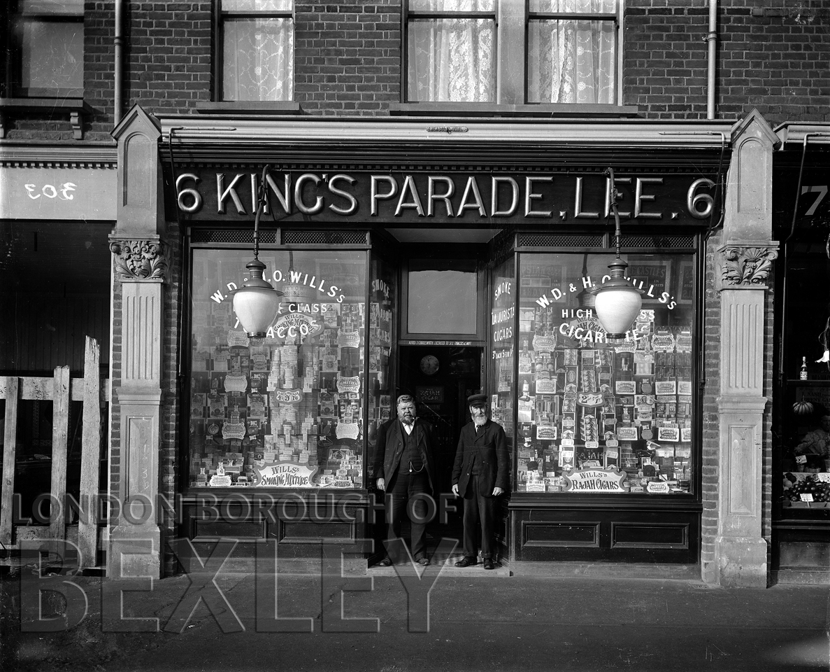 DEW171 Shop front of Alfred J Charlesworth, 6 King's Parade, Lee c.1900