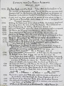 Bromley Parish Accounts, Bromley Unknown