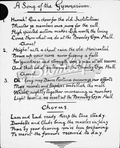 A Song of the Gymnasium., Bromley Early 1900’s