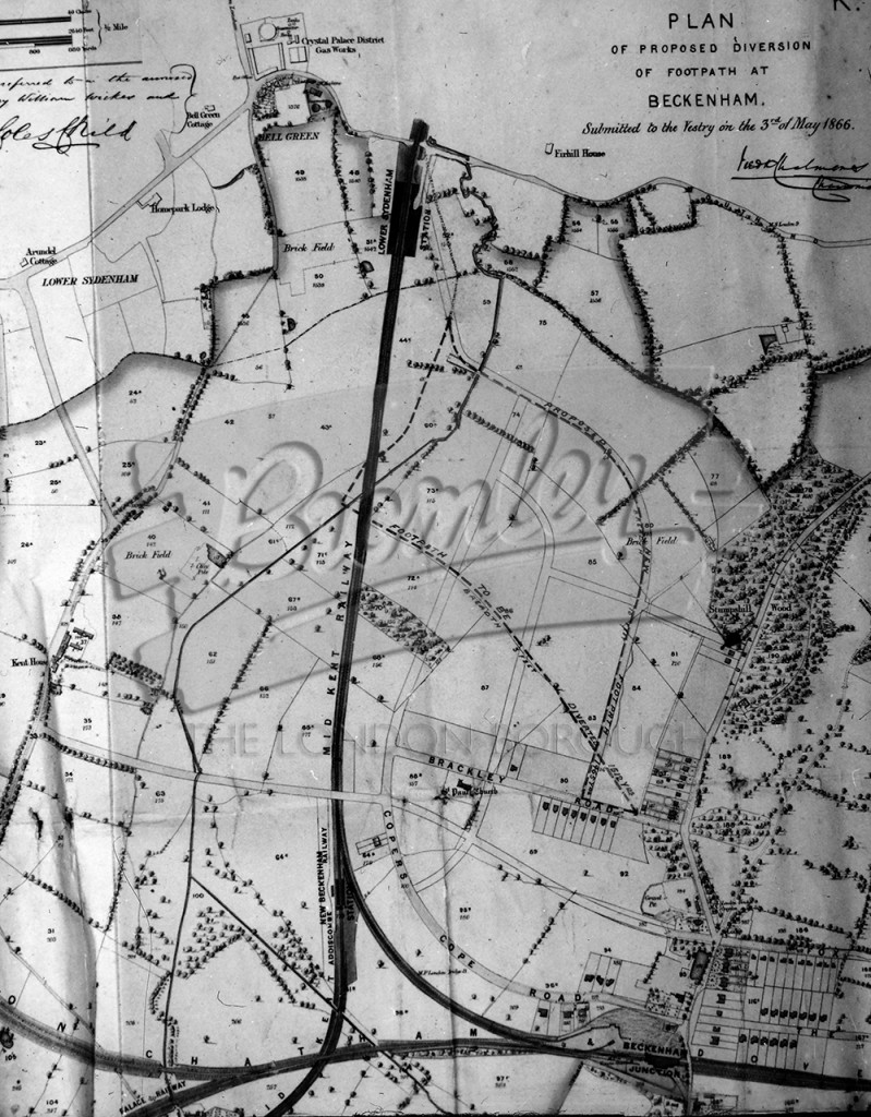 Plan of diversion of footpath to Bell Green 1866, Beckenham 1866