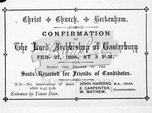 Christ Church Beckenham, confirmation service 1886., Beckenham 1886