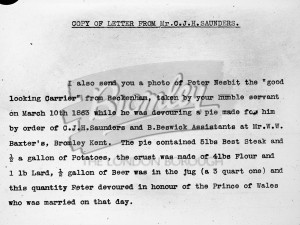 Letter re Peter Nesbit (Carrier)., Bromley undated
