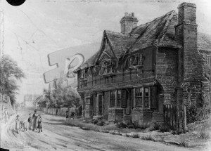 Old country half timbered and brick houses,  undated