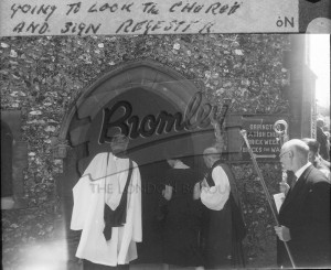 Going to lock the Church and sign register., Orpington 1957