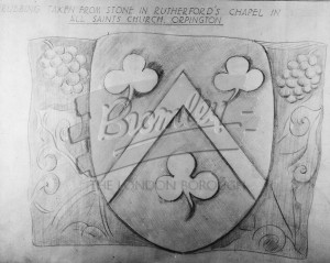 Shield shaped rubbing from All Saints Church, Orpington, Orpington