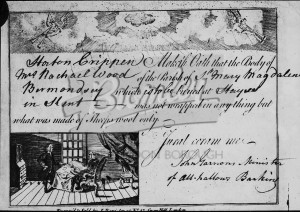 Document certifying burial in wool, Hayes