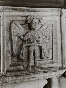 Southfleet Church font panel: angel, Southfleet nd