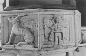 Southfleet Church font panel: angel and antelope, Southfleet nd