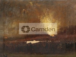 Jubilee bonfire on Hampstead Heath, 1897