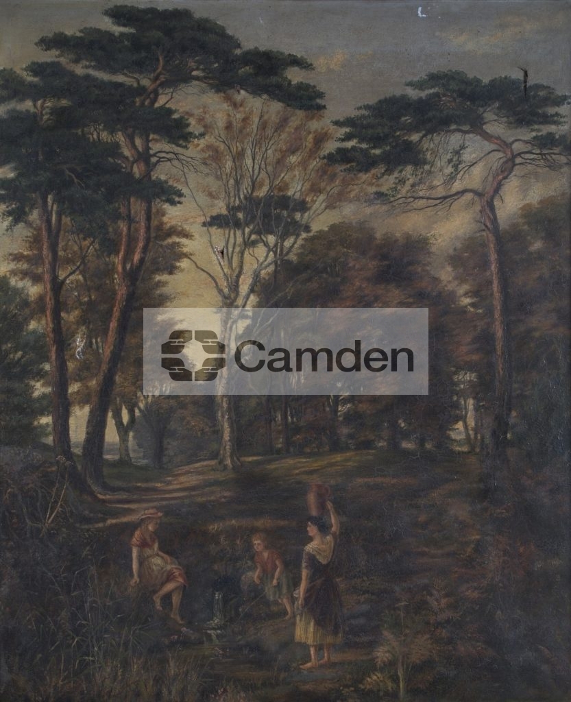 Girls around a well on heathland