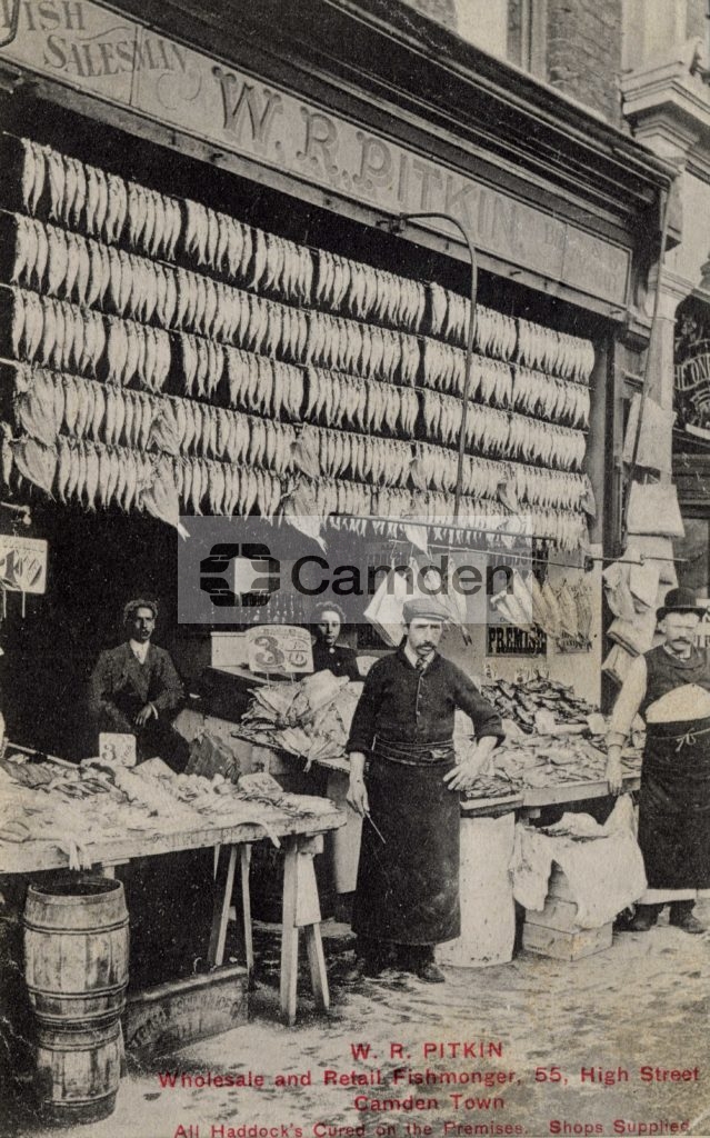 W R Pitkin, wholesale and retail fishmonger, 55 High Street. Camden Town