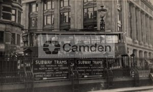 Tramcar emerging from the northern end of the Kingsway tunnel at Southampton Row