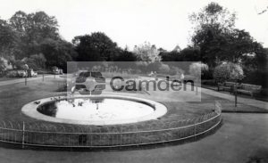 View of the ornamental pond in Grange Park, Kilburn