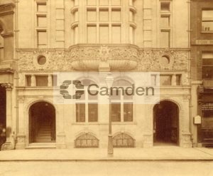 View of the offices of the St Giles Board of Works and the public library at 198 High Holborn