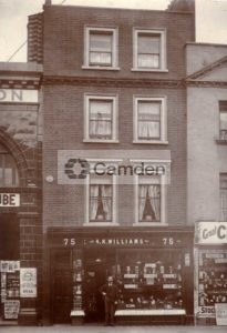 Tottenham Court Road, 75: Albert Kime Williams, pastry chef, outside his shop