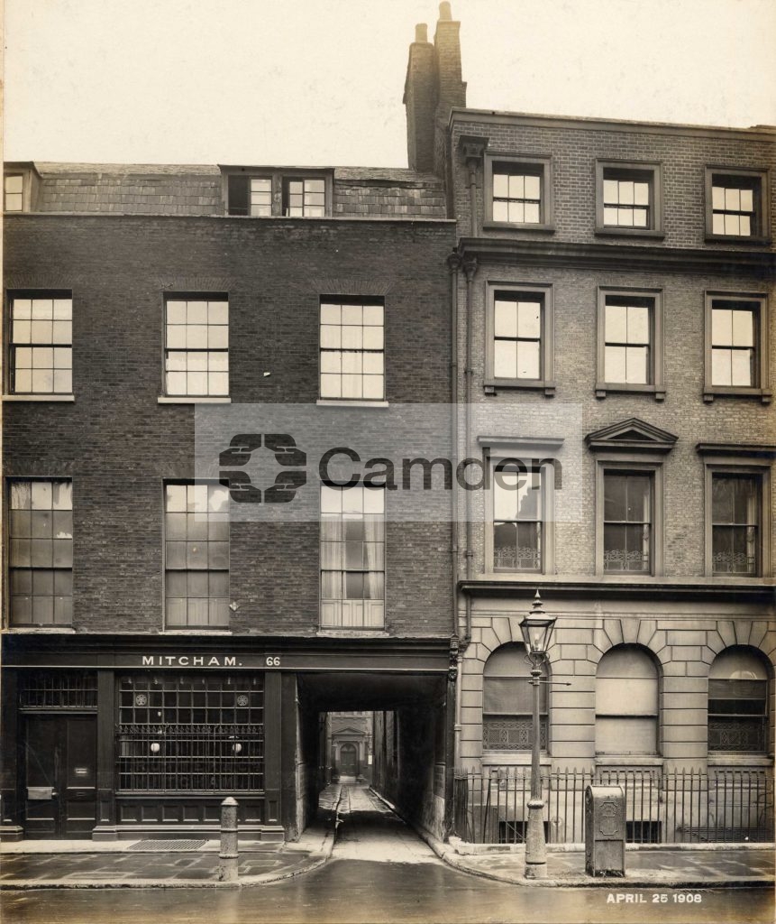 No 66 Great Queen Street and entrance to Middle Yard