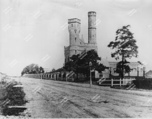 The Pumping Hall, Green Lanes, from the south, c.1860.