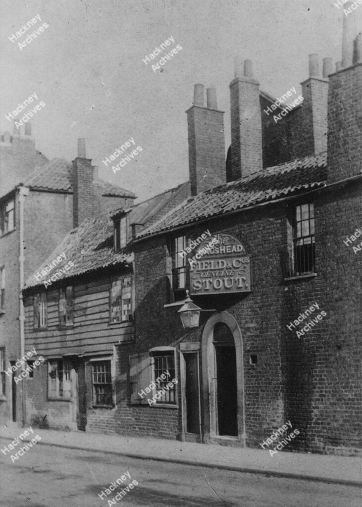 Nag’s Head pub & adjacent house, 225-227 Mare Street, c.1870.
