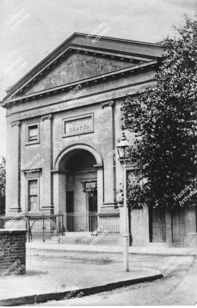 Trinity Chapel, Devonshire Road, from the junction with Frampton Park Road, c.1870.