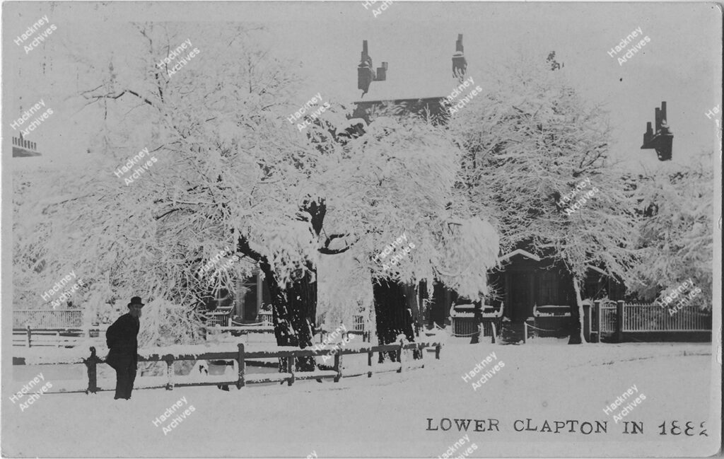 Lower Clapton pond in snow, Hackney. 1882