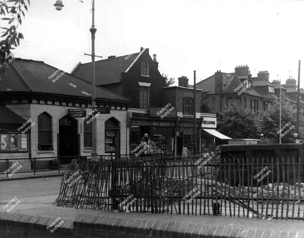 Upper Clapton Road, east side, south of Clapton Station, c.1966.