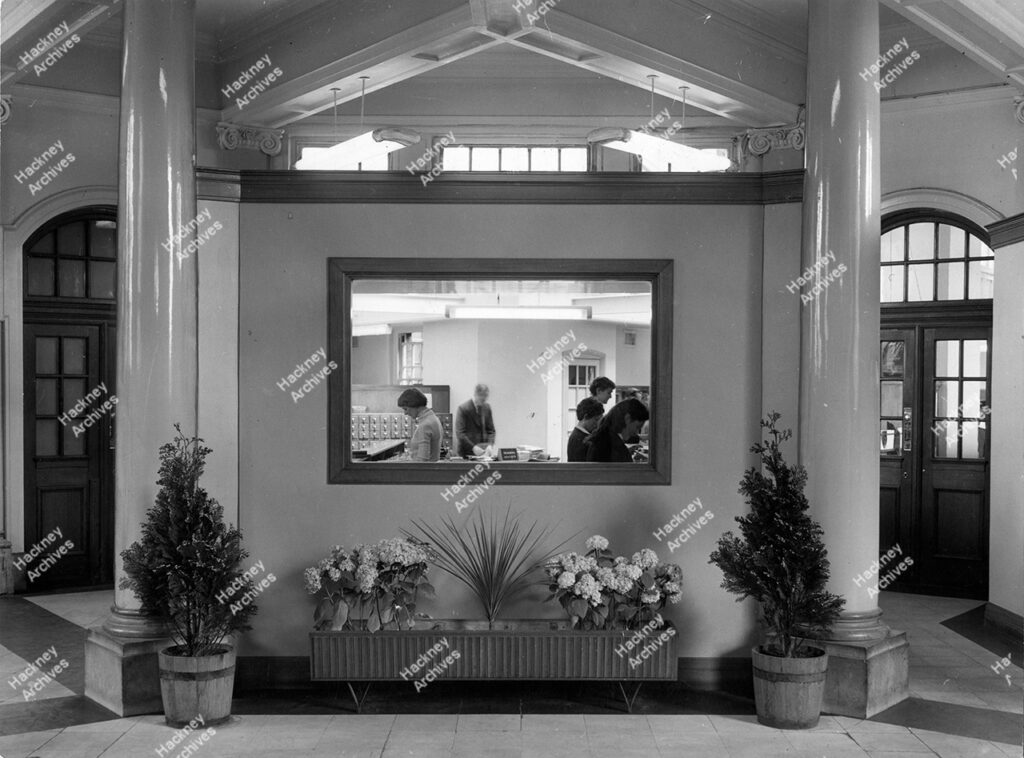 Hackney Central Library. Entrance to Lending, c.1950.