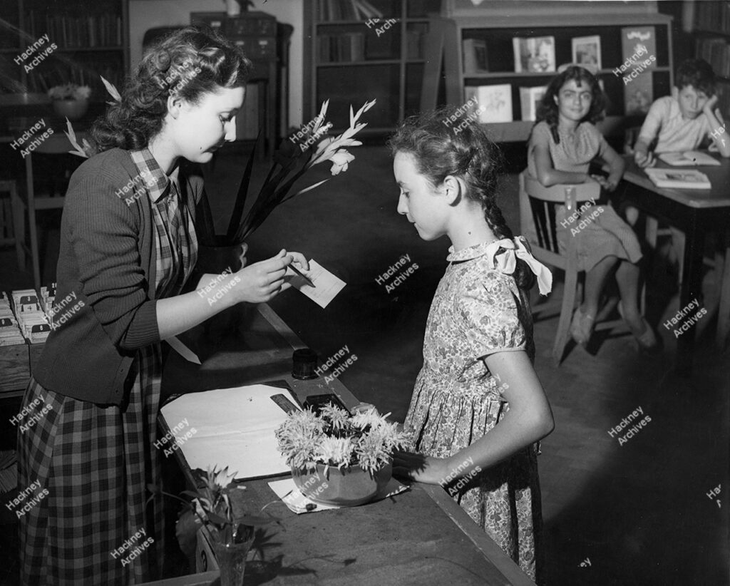 Interior of Clapton library, 1959.