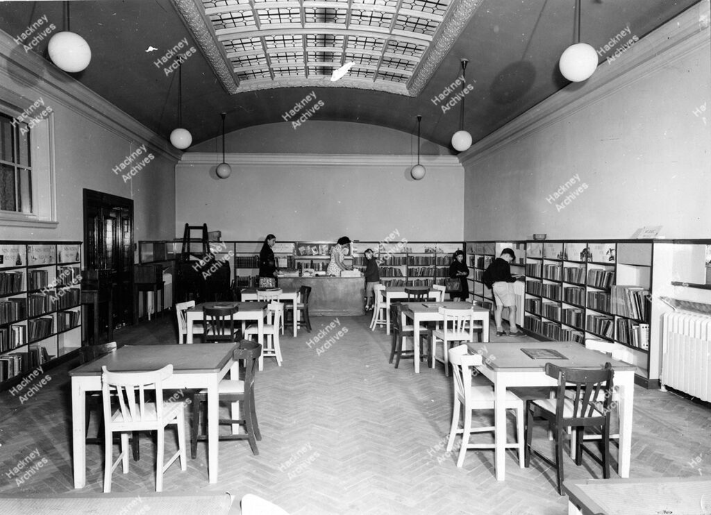 Interior of Clapton library, 1959.
