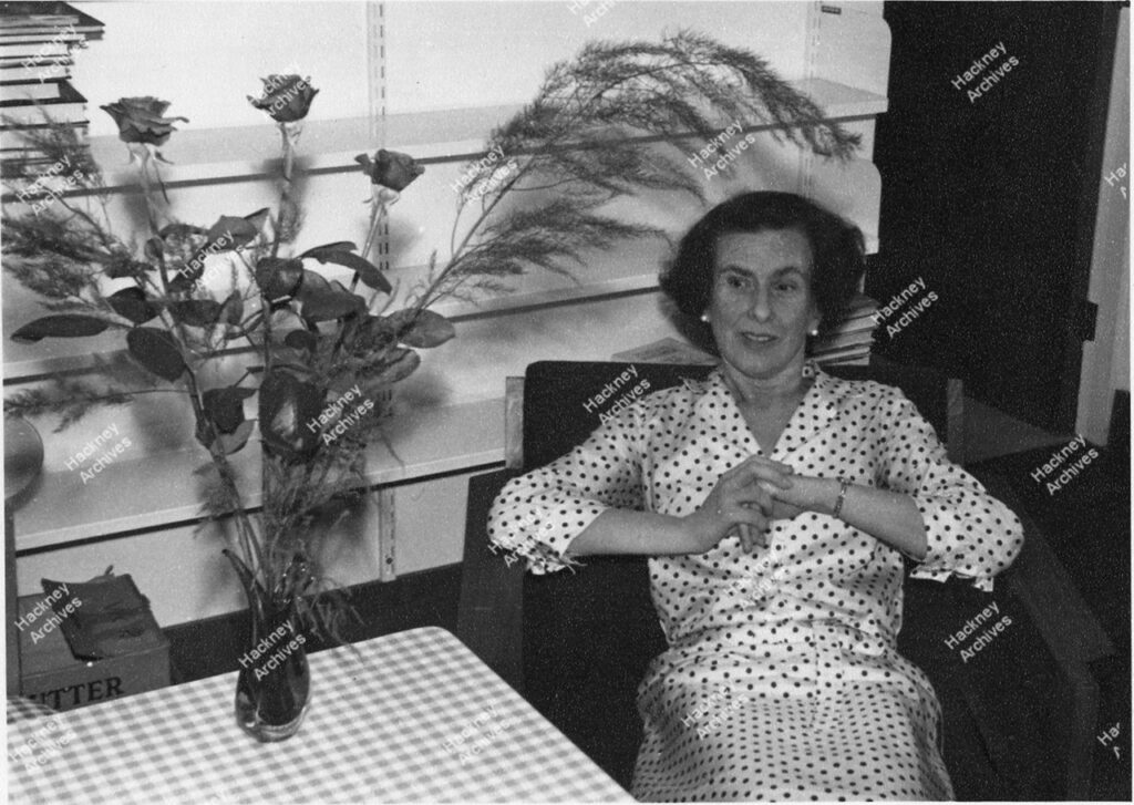 Hackney Parkside library, Mrs. Large,1964.