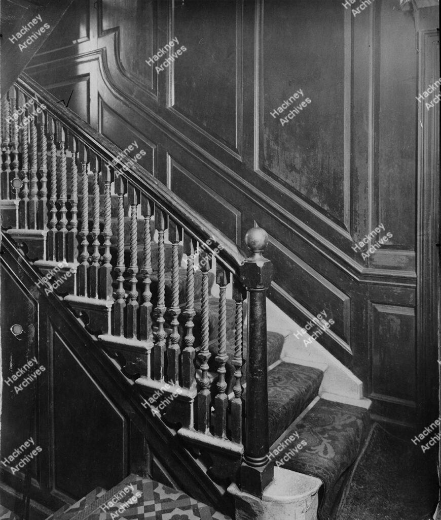 The hallway interior of 126 Hoxton Street, Hackney taken possibly for the 1920 Survey of London, c.1920