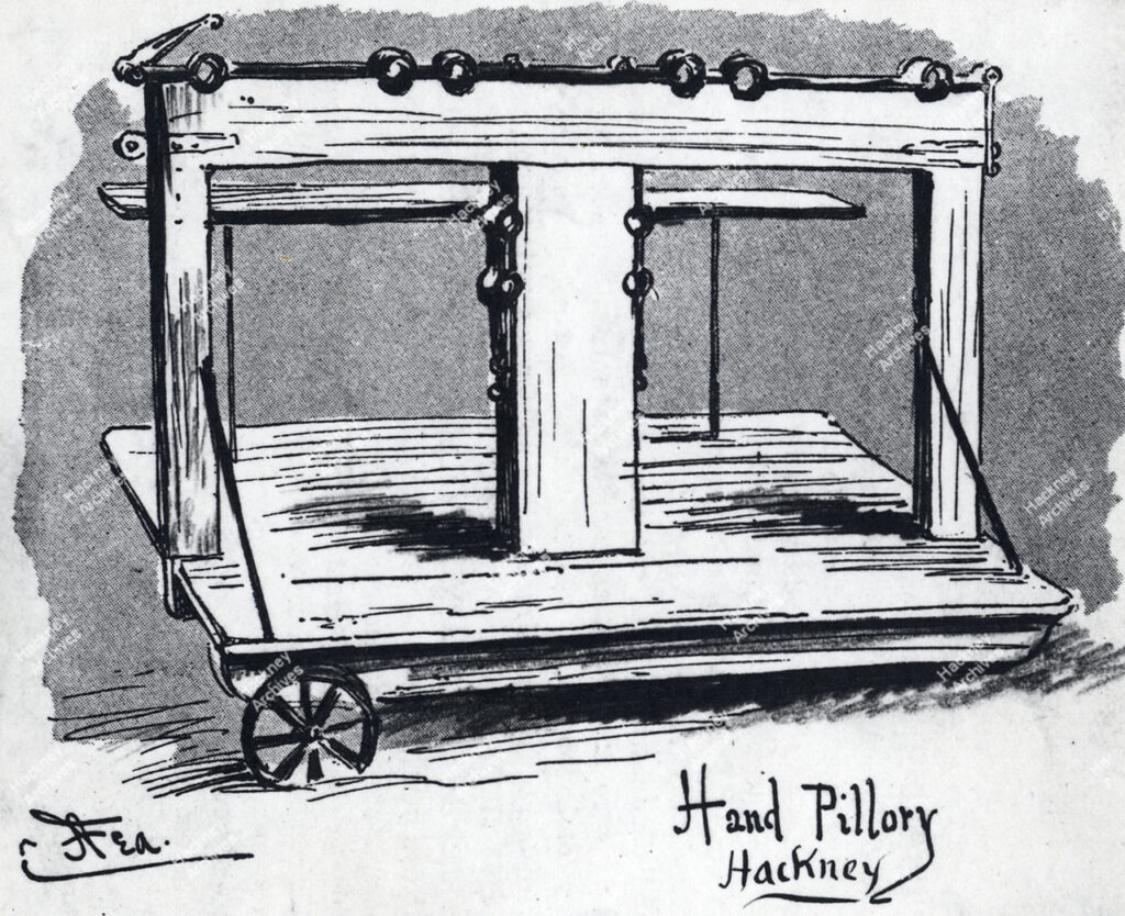 The Hackney Hand Pillory, St. Johns at Hackney, c.1700.