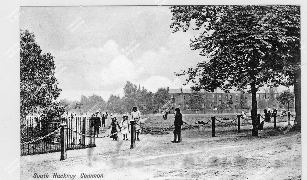 Well Street Common, path leading north-east from Church Crescent; showing houses in Meynell Crescent, c.1890.